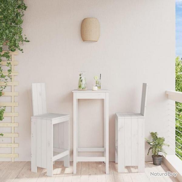 Tabourets de bar 2 pcs blanc 40x42x120 cm bois massif de pin