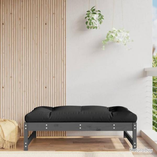 Repose-pied de jardin 120x80 cm gris bois de pin massif