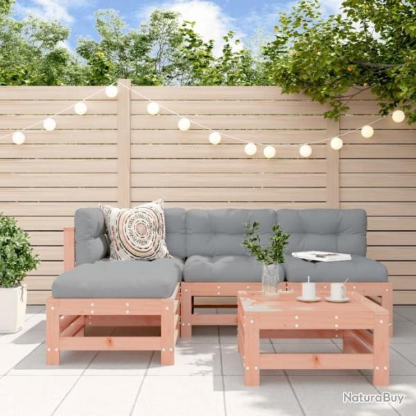 Salon de jardin 5 pcs avec coussins bois massif douglas