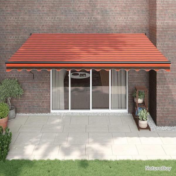 Auvent rtractable orange et marron 4x3 m tissu et aluminium