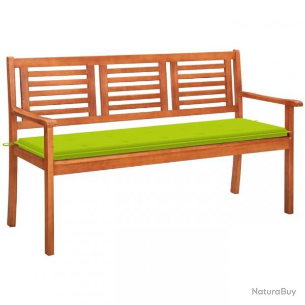 Banc de jardin 3 places avec coussin 150 cm Bois d'eucalyptus