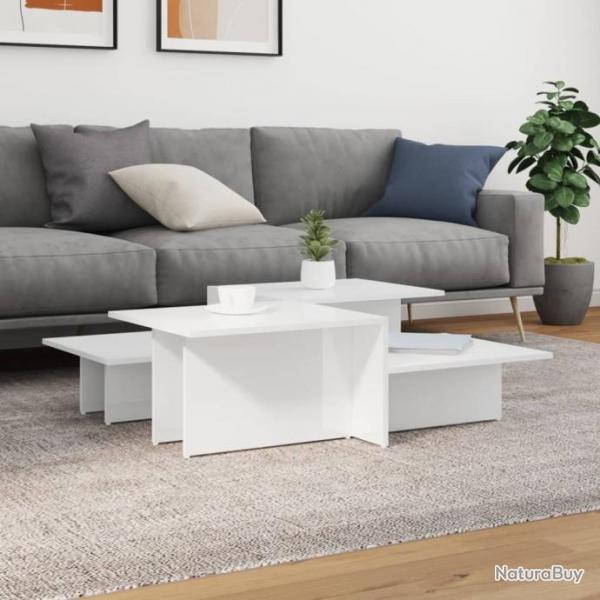 Tables basses 2 pcs blanc brillant bois d'ingnierie