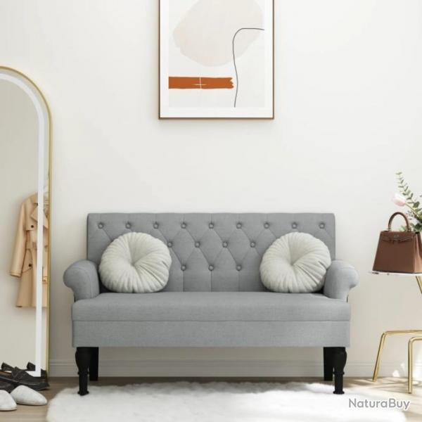 Banc avec dossier gris clair 120x62x75,5 cm tissu