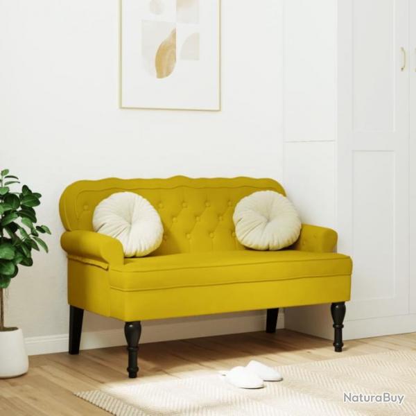 Banc avec dossier jaune 119,5x64,5x75 cm velours