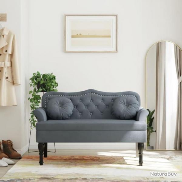 Banc avec coussins gris fonc 120,5x65x75 cm velours