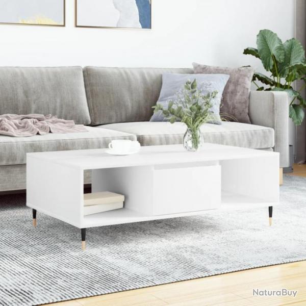 Table basse blanc 104x60x35 cm bois d'ingnierie