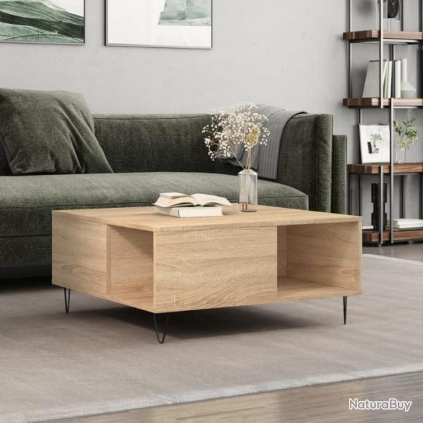 Table basse chne sonoma 80x80x36,5 cm bois d'ingnierie