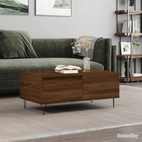 Table basse Chne marron 90x50x36,5 cm Bois d'ingnierie