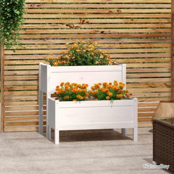 Jardinire blanc 84,5x84x75 cm bois massif de pin