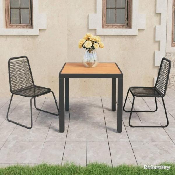 Salon de jardin 3 pcs Rotin PVC Noir et marron