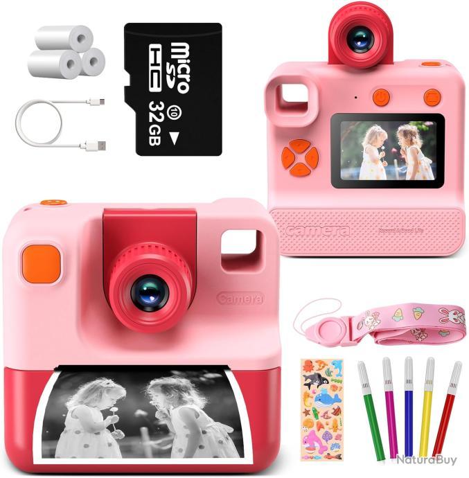 Appareil photo instantanée HD 12MP pour enfants - Rose - Appareil