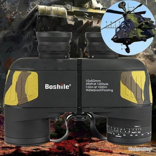 Jumelles Boshile Tlescope Zoom 10x50 Etanche pour la chasse tlmtre intgr Jumelles militaires