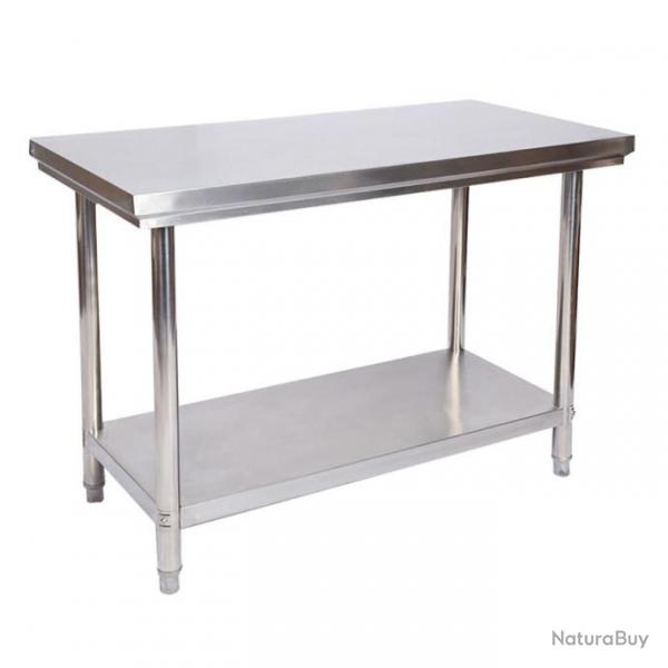 ++ACTI-Table de travail en acier inoxydable Table de jardin 100 x 60 x 85 cm brico60044