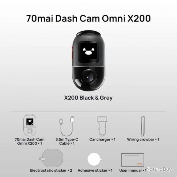 Camra Tableau de Bord Voiture Omni X200 / 60FPS / GPS / vue complte  360  Haute Qualit