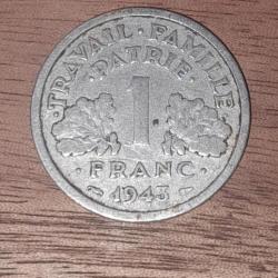 1 francs 1943  ( état français) aluminium
