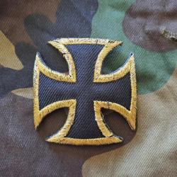 WWI Patch insigne allemand CROIX DE MALTE ( noir et bordure dorée) COPIE / REPRODUCTION HARLEY BIKER