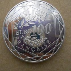 PIECE  DE 100 EUROS , 50GR  ARGENT À 900/1000  2011