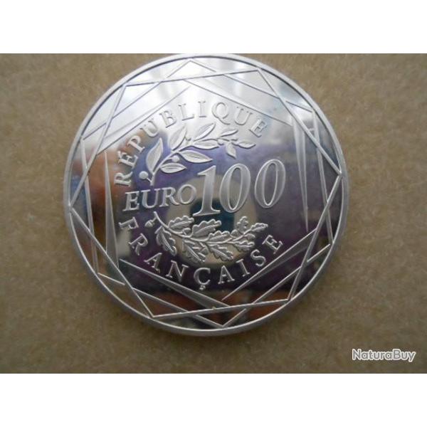 PIECE  DE 100 EUROS , 50GR  ARGENT  900/1000  2011