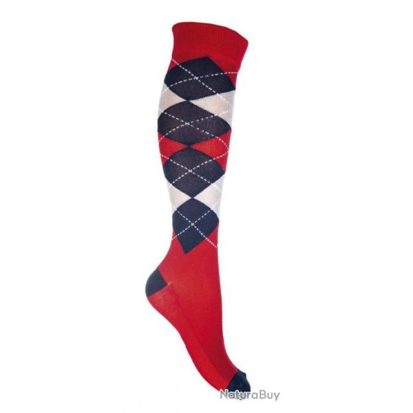 Chaussettes Check Classico HKM Rouge 35-38