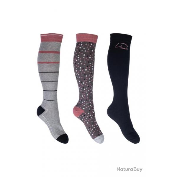 Pack de 3 paires de chaussettes HKM 39-42 Miami : gris / noir