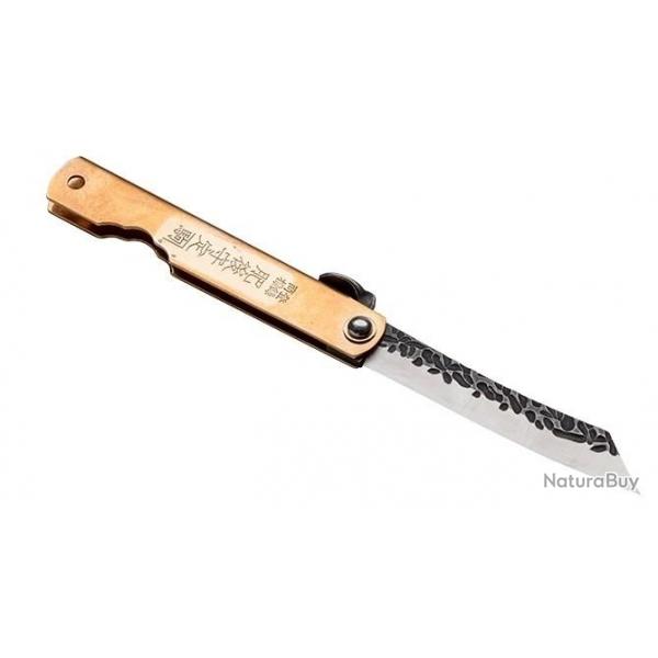 Couteau fermant Bker Higonokami Hoseki argent/noire manche cuivre lame 7,5cm