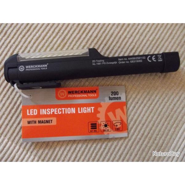 BRADEE- Lampe d'inspection  leds 200 lumens - clip de poche / aimante WECKERMAN PRO NEUVE