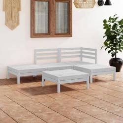 Salon de jardin 5 pcs Bois de pin massif Blanc