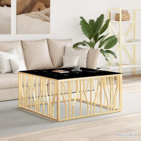 Table basse dor 100x100x50 cm acier inoxydable et verre