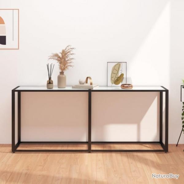 Table console Marbre blanc 180x35x75,5 cm Verre tremp