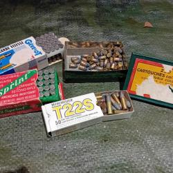 147 munitions anciennes de collection calibre 22LR et 22 Bosquettes (Uniquement collection)