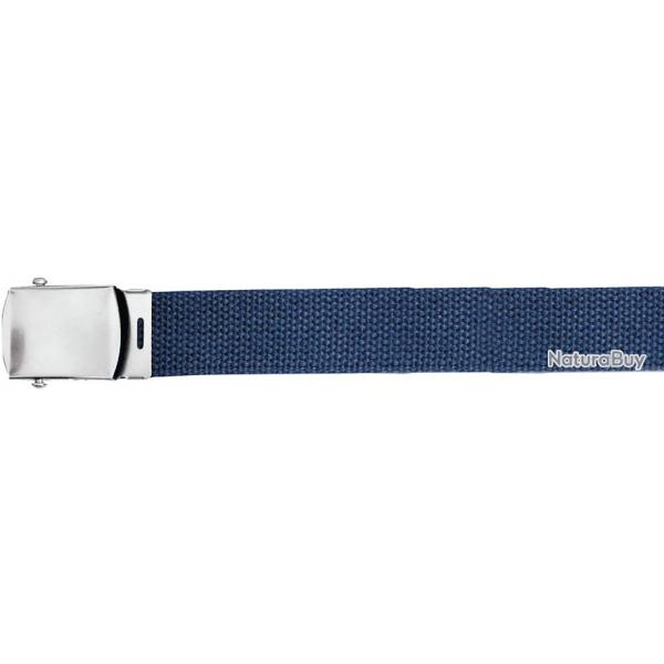 Ceinture tressee Bleue marine boucle argent 120 cm reglable