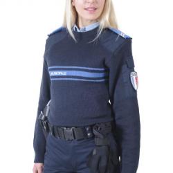 Pull col rond Police Municipale maille administrative lourde - M