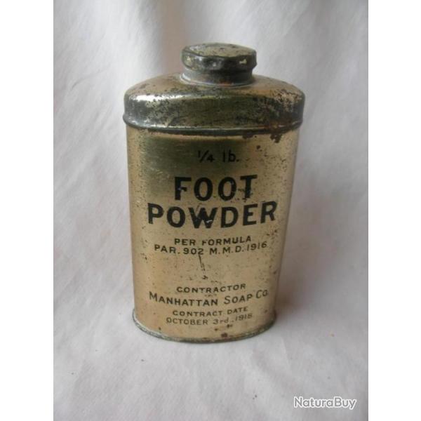 WW1 US TUBE DE POUDRE SOIN DE PIED MILITAIRE AMRICAINE PLEINE " FOOT POWDER " 3 OCTOBRE 1918