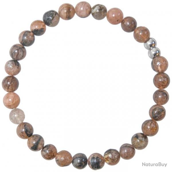 Bracelet en chiastolite - Perles rondes 6 mm