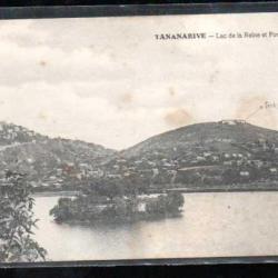 madagascar tananarive lac de la reine et fort voyron carte postale ancienne , cpa