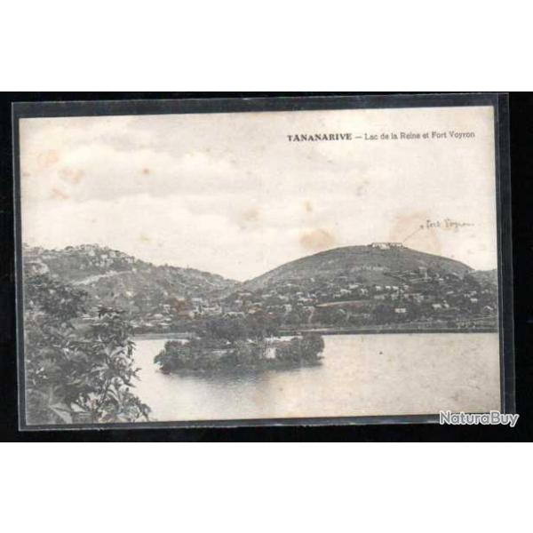 madagascar tananarive lac de la reine et fort voyron carte postale ancienne , cpa