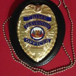 Authentique Badge USA  Police Crime Prévention Officer Blackinton Plaqué OR
