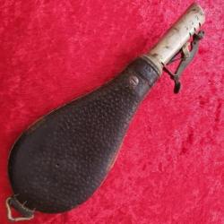 Poire à  plombs chasse cuir ancienne fabricant anglais