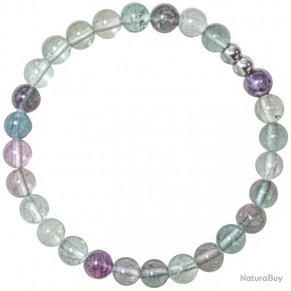 Bracelet en fluorite multicolore - Perles rondes 6 mm