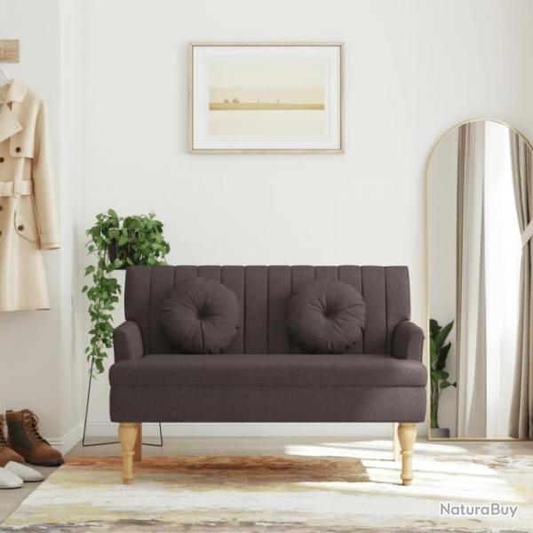 Banc avec coussins marron fonc 113x64,5x75,5 cm tissu