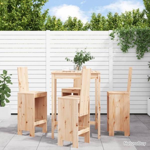 bar de jardin 5 pcs bois de pin massif