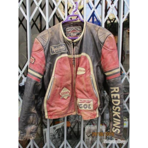 rare blouson  moto cuir redskins original  modele motor jacket annee 70-80