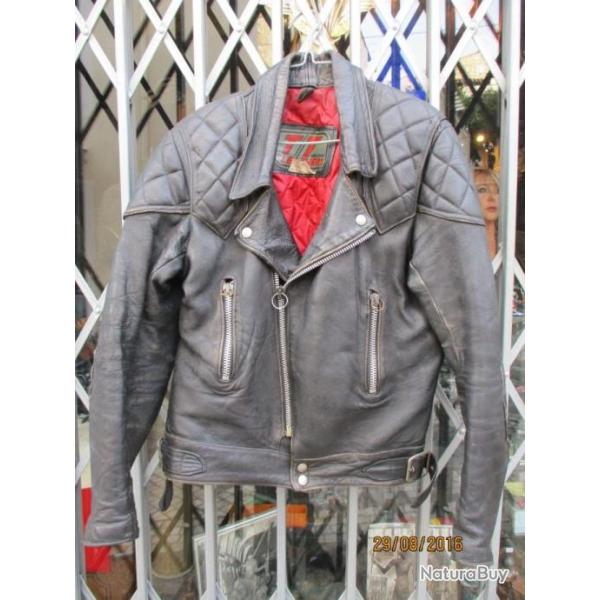 rare blouson perfecto T T LEATHERS  moto cuir made in england authentique annee 70-80