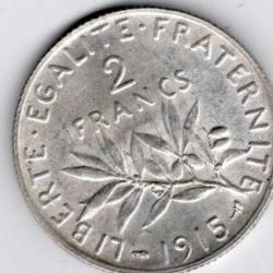 monnaie  française 2 francs  argent 1915  sup