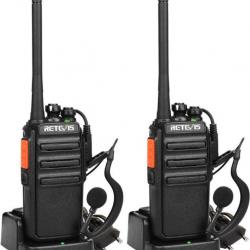 Talkie Walkie PMR446 Radio Longue Portée 16 Canaux Charge avec Adaptateur sans Licence