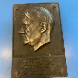 PLAQUE Adolf Hitler DEC 1939  0.37 CM 0.27 CM EN ACIER 4 K A 5 KG