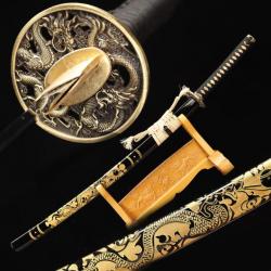 Sabre japonais style ancestral traditionnel- Vrai peau de raie -T10 avec hamon