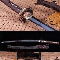 Wakizashi en Acier plié laminé Damas- saya vrai peau de raie - Épée Traditionnelle Japonaise
