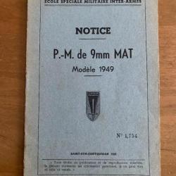 MANUEL INSTRUCTION ARMEE FRANCAISE POUR MAT49 NOTICE PM DE 9MM MAT MODELE 1949
