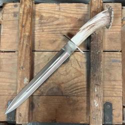 dague de chasse Joker Guepardo avec manche en bois de cerf, acier inoxydable et lame de 30 cm